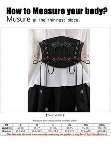 1 chiếc thắt lưng tua rua ren Gothic Punk, thích hợp cho tiệc đêm Halloween hoặc kết hợp trang phục hàng ngày - màu đen - Xem 6