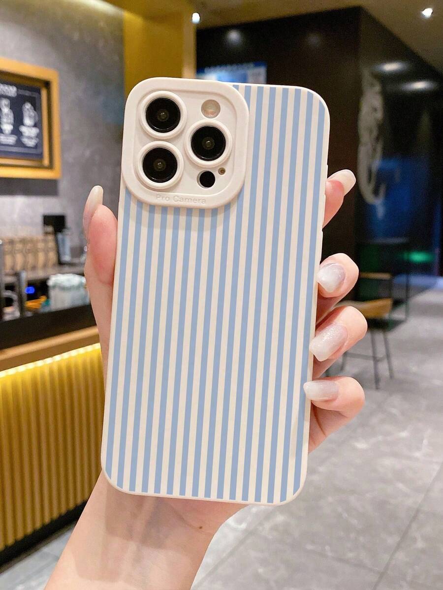 白色蓝色条纹时尚纹理包边棕色喷漆防震手机壳,兼容 14、14 Pro、14 Pro Max,卡通款兼容 13、13 Pro、13 Pro Max、11、11 Pro Max、12、12 Pro、12 Pro Max、XR,卡通款兼容 7/8,兼容 15、15 Pro、15 Pro Max、16、16 Pro、16 Pro Max、S23、S24、S25、S24 Plus、S25 Plus、A56、A36、A26、A13 4G、A22,春季礼物手机壳,春季生日礼物,国际版,非国内版 - 彩色 - 查看 1