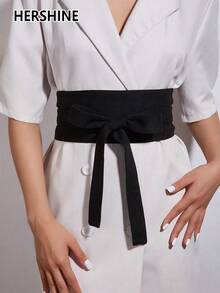 Hershine 1 szt. damski pasek gorsetowy z wiązaniem z przodu, brązowy zamszowy pasek w stylu mori do codziennego noszenia, prosty, jednokolorowy, swobodny, retro, w stylu boho, zachodnim