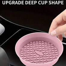 Black/Pink Car Cup Holder Coasters, Waterproof Anti-Slip Anti-Leak Beverage Mats With Grid Storage, Universal Car Interior Decor Accessories, Car Cup Holders, Travel Essential - one-size - View 3