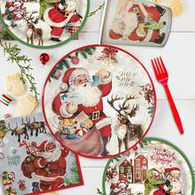 20pcs Christmas Party Tableware Set, 9-Inch And 7-Inch Santa Claus & Snowman Disposable Paper Plates, Napkins, Cups For Christmas Dinner, Dessert Party, Christmas Party Decorations, Serves 20 - Multicolor - View 6