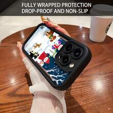 1PC Phone Case ,  Snowman Dogs Winter Scene Christmas Tree , Stylish Phone Case, Phone Decoration, All-around Lens Protection, Creative Small Gift, Funny Gift for Boys and Girls - Negro - Ver 4