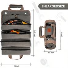 Tool Organizer/TrayBolsa de herramientas enrollable organizador de herramientas portátil resistente con 2 bolsas desmontables y 4 compartimentos rollo de herramientas de lona resistente al agua para coche cocheraTool Organizer/Tray - Ejército mundial - Ver 2