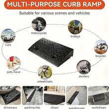 [Portable Sidewalk Ramp] 2pcs Portable Car Sidewalk Ramp Set - Threshold Ramp For Wheelchairs, Pets & Home Users - Ideal For Mobility Impaired & Seniors - Outdoor Use - Perfect Gift For Pet Owners & Halloween - 2pcs - 查看 4