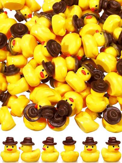 10 piezas de figuritas miniatura de patos vaqueros de resina con sombreros vaqueros, adecuados para paisajismo de jardín DIY, decoración de acuarios, fiestas y talla grande. Estas decoraciones de patos de resina en estilo western con sombreros vaqueros en miniatura son ideales para recuerdos de fiesta, decoración del hogar, decoraciones navideñas, adornos divertidos, piezas decorativas y adornos ligeros.