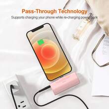Cargador portátil adecuado para iPhone 14/13/12/11/X/8, batería externa pequeña de 4500mAh con carga rápida, cargador de emergencia - Rosa - Ver 4