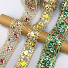 1/5 Yard Vintage Embroidered Lace Trim, Bohemian Style Lace Edging With Delicate Floral And Geometric Patterns, Suitable For Sewing, Bags, Home Decor - Durable Lace Trim For Crafting And Decorating Christmas Gifts, Frames, DIY Princess Canopy - Multicolor - View 3