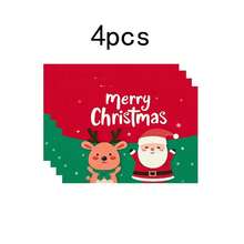 1pc/4pcs/6pcs/100pcs Santa Claus And Elk Printed Placemats, Heat-Insulating Placemats, Suitable For Home Decoration, Holiday Dining, Kitchen And Party Decoration, Party Placemats, Can Be Given As Christmas Gifts
