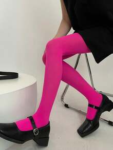 1条天鹅绒薄纱紧身裤，糖果色打底裤，百搭高弹 - 彩色 - 查看 11