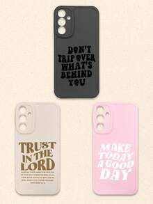 3pcs Inspirational & Christian-Themed Black/Beige/Pink Phone Cases, Compatible With IPhone & Galaxy,International Version, Not The Domestic Version - Multicolor - View 39