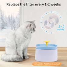 4pcs/8pcs/12pcs Pet Fountain Filter, 4 Grids Round Replacement Filters, Compatible With Cat Fountain, Activated Carbon Filter, Suitable For Automatic Pet Drinking Fountain, Cat & Dog Water Dispenser Accessories - Round - View 5