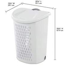 Ultra Wheeled Hamper, Plastic Laundry Hamper With Handle Easy Transport, White - White+1 - View 2