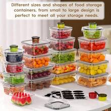 40/10-Piece Food Storage Container Set, Kitchen Organizing Bins, Meal Prep Containers With Lids, Stackable Reusable Snack And Lunch Boxes, Easy-Seal Lids, Plastic Snapware (20/5Containers + 20/5Lids), 40-Piece Set Includes Labels And Marker For Pantry And Kitchen Organization - Black 40PCS (20 Lids + 20Containers) - 查看 8