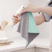 12 Pack Kitchen Dish Cloths (10 X 10 Inches, Cream Yellow), Super Soft And Absorbent Coral Velvet Dish Towels, Nonstick Oil Fast Drying Microfiber Cleaning Cloth, No Lint Household Dishcloths, 2025 - 灰色和綠色 - 查看 5