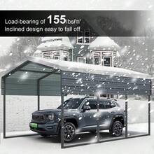 Outdoor Carport, 10 X 15 FT Carport, Heavy Duty Carport Canopy With Galvanized Steel Roof And Frame, Metal Carport Large Garage For Driveway Car, Truck ,302 Ibs - Black - View 7