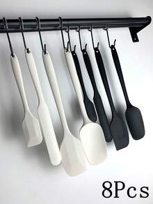 Zestaw 6 silikonowych przyborów kuchennych – kolory nordyckie – szpatułki do gotowania i pieczenia, skrobaki, pędzel, rozprowadzacz lukru – materiał gumowy, motyw świąteczny, bez ładowania i baterii