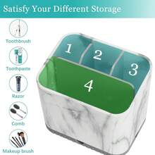 Toothbrush Holders For Bathrooms, Tooth Brush Holder For Bathroom Countertop Organizer,  Electric Toothbrush And Toothpaste Holder (Grey Marble Grain){Inchcolor_nameinch:InchGreyMarbleGraininch} - 灰色大理石紋理 - 查看 6