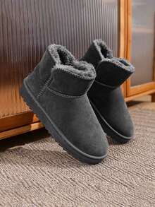 Men's Short Snow Boots, Warm Plush Lining, Thick Thermal Lined, High-Top Winter Shoes, New Winter Style - Grey - View 11