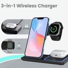 Wireless Charger 3-In-1 Wireless Fast Charging Stand, 15W Wireless Intelligent Identification Does Not Hurt The Machine, Ambient Light Design Wireless Charger, Folding Storage Travel Without Burden, Suitable For Desktop Stand / Office Travel Work / Watch Live / Video Smart Good Helper Compatible With IPhone 17 16 15 14 13 12 11 X 8 Pro Max/Pro/Mini/Plus, Suitable For Office, Dorm, And Home,Compatible With IPhone 17/16 Pro/ Max; 16 Plus; 16; 15 Pro/ Max; 15 Plus; 15; 14 Pro/ Max; 14 Plus; 14; 13 Pro/ Max; 13 Mini; 13; 12 Pro/ Max; 12 Mini; 12; SE (2022); 11 Pro Max; 11 Pro; 11; Xr; Xs Max; Xs; X; 8 Plus; 8.Compatible With Watch Series 1/2/ Series 3/Series 4/Series 5/Series 6/Series 7/Series 8/Series 9/Series 10/SE/ SE2/ SE3/Ultra/Ultra 2/Sport/Edition,Birthday Gift,Halloween Gift,Christmas Present - White - View 6
