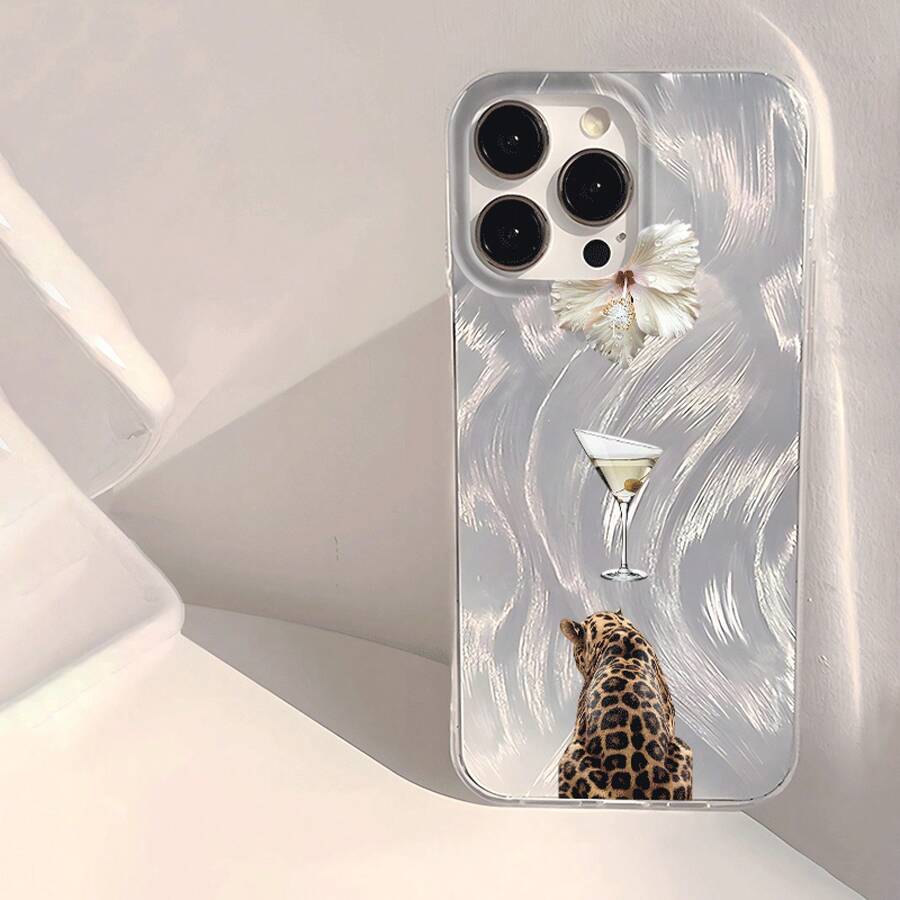 1 Funda de Teléfono Móvil Transparente IMD Suave Brillante y Lisa con Patrón de Copa de Leopardo Estilosa, Impermeable, Antihuellas y Resistente a los Arañazos para Iphone16/16Plus/16Pro/16Promax/Iphone15/15Plus/15Pro/15Promax/Iphone14/14Plus/14Pro/14Promax/Iphone13/13Pro/13Promax/Iphone12/12Pro/12Promax/Iphone11/11Promax/11Pro - Colores mixtos - Ver 1