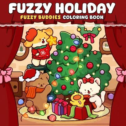 1 Piece (21cm*21cm) Adult Coloring Book, Thick Opaque Paper, Clear Lines, Easy To Color, Suitable For Gatherings With Friends, Coloring Journey With Cute Plush Friends, Sparkling Christmas Trees And Joyful Holiday Moments, Cultivate Thinking Ability Through Coloring DIY, Autumn, Stationery, School Supplies, Painting And Art Supplies, Christmas