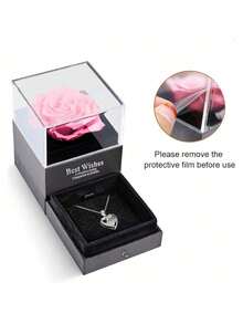 1支永生真玫瑰，配100种语言的“我爱你”项链，送给她、女朋友，永恒真玫瑰花礼物，适合情人节、生日、周年纪念日等场合，送给女性、妈妈、妻子。 - 彩色 - 查看 5