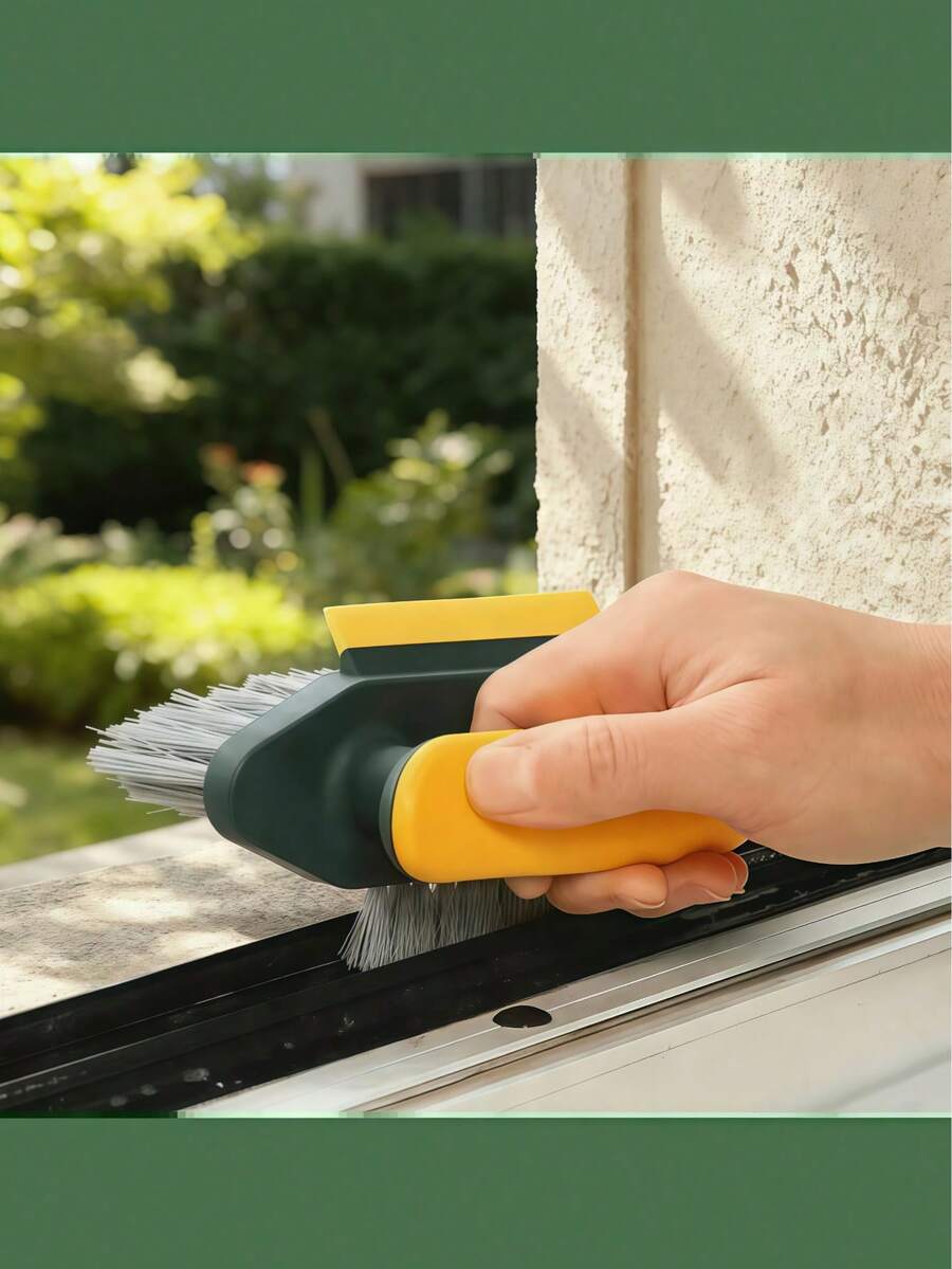 1pc Bathroom Gap Cleaning Tool: 3 - In - 1 Plastic Brush With Water Scraping & Dust Brushing - Multicolor - View 1