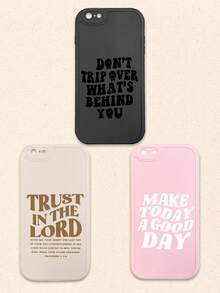 3pcs Inspirational & Christian-Themed Black/Beige/Pink Phone Cases, Compatible With IPhone & Galaxy,International Version, Not The Domestic Version - Multicolor - View 47