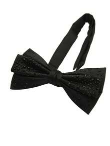 1pc Solid Color Polyester Men's Rhinestone Bow Tie, Essential For Banquet, Shiny Rhinestone Design High-End Suit Accessory - Multicolor - View 3