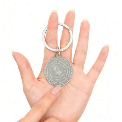 1pc Stainless Steel Blessing Hand Keychain, Unisex Key Ring, Bag Charm, Car Key Accessory, Suitable As Gift