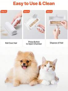 Pet Hair Remover SelfCleaning Lint Roller With Base Reusable For Dogs And Cats Furniture And Carpet Red, Pet Drum Type Hair Removal Brush, Tearable, Washable, Sticky, Roller Sticky Brush, Clothes Hair Remover, Scraper, Sticky, Roller Brush - Đỏ - Xem 4