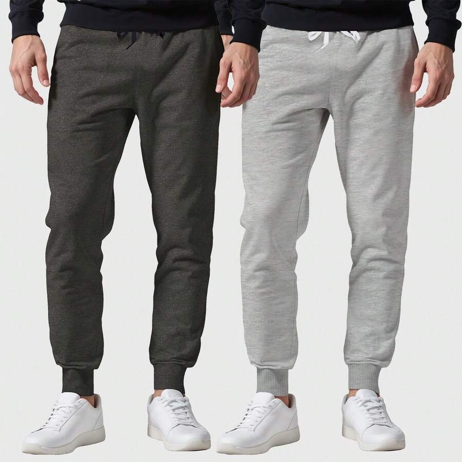 Kit Of 2 Men's Plain Flannel Sweatpants With Back Pocket - View 1