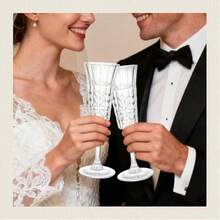 6oz Plastic Champagne Flutes Set Of 12 (Blue), Unbreakable Champagne Glasses Shatterproof Reusable, Mimosa Prosecco Wine Stemware For Wedding Toasting Bachelorette Party Holidays - 白色 - 查看 3
