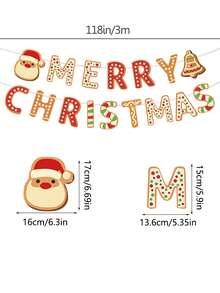 Merry Christmas Santa Claus Gingerbread Man Christmas Party Decoration Pennant Flag Banner