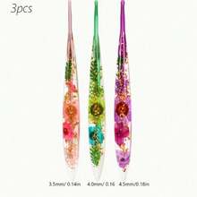 3pcs Floral Pattern Transparent Multicolor Crochet Hook Set, Comfortable Grip, Suitable For DIY Knitting Supplies, Sweaters, Hats And Other Handmade Knitting Projects, Perfect Christmas Gift, Gift For Mom - Multicolor - View 15