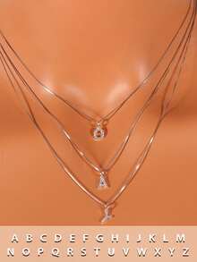 S925 Sterling Silver Letter Necklace, 14K Gold Plated, Delicate A-Z Pendant Necklace, Women's Jewelry, Mother's Day Gift - Silver - View 1