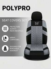 13pcs Universal Car Seat Covers Set (Butterfly Pattern), Fit For SUV, Truck, 7-Seat Vehicles | 9pcs (5-Seat) + 4pcs (2-Seat) Configuration | With Airbag Compatibility, Non-Slip Polyester Fabric - one-size - View 6