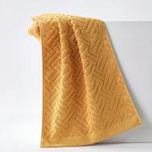 1pc Cotton Towel, Size 34*74cm, Soft Thick Quick-Dry, Unisex, Beige, Gray, Yellow Geometric Pattern - Multicolor - View 2