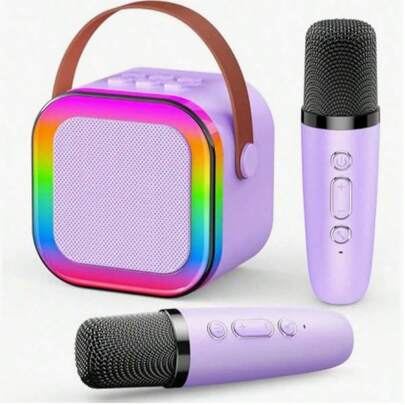 Mini Karaoke Machine, Portable Wireless Karaoke Speaker With 2 Wireless Microphones, Karaoke Microphone Machine Toy, Suitable For Parties/Meetings/Adults, Best Choice For Gifts And Gatherings.