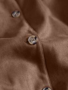 Women's Solid Color Retro European And American Style Faux Suede Jacket Short Coat, Fashion Versatile All Season Jacket - Brown - View 10