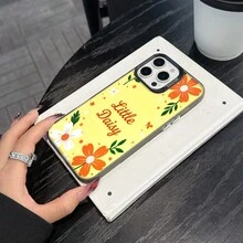 Colorful Silver Apple Phone CaseCute Little Daisies On A Yellow BackgroundCompatible With  11 To  17 Models The Cases Lens Protection Function Ensures The Camera Remains Undamaged During Shooting  Guaranteeing Image Quality - Black - View 5