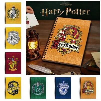  1 st Harry Potter 4 Hogwarts House tryckt anteckningsbok, 80 sidors signaturbok, lämplig för kontor, skola, anteckningsbok