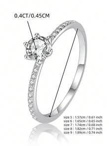 1pc 925 Sterling Silver 0.4 Carat Round Moissanite Ring, Suitable For Women's Daily Wear, Comes With GRA Certificate And Gift Box - 0.4CT Per Piece - View 4