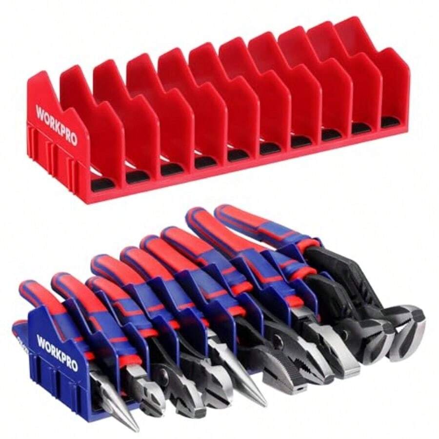 Tool Organizer/TrayWORKPRO - Paquete de 2 alicates organizadores soporte para alicates y organizadores de cortador con base de goma antideslizante organizador de caja de herramientas de 20 ranuras organizador deTool Organizer/Tray - Azulyrojo - Ver 1