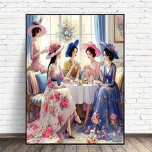 Kit de pintura com diamante 5D para mulheres, 11,8 x 11,8 polegadas - Arte de bordado com diamante redondo completo, adequado para decoração de parede e presentes, moldura não incluída