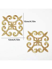 2 piezas Parche bordado calado en dorado con respaldo adhesivo para decoración de ropa - Dorado - Ver 16