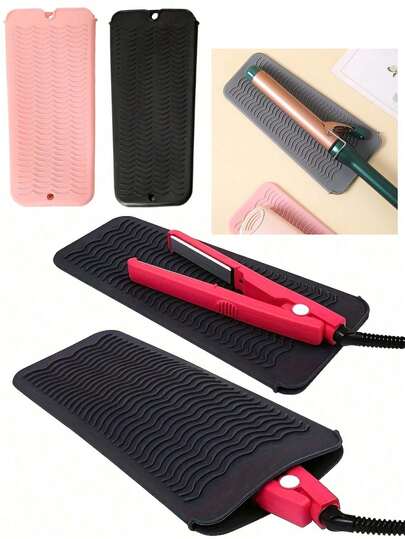 Heat-Resistant Silicone Pad Bag, Suitable For Hair Straighteners, Curling Irons, And Barbers,1pc Hanging Silicone Heat Resistant Pad, Hair Straightener Storage Bag Combination Cosmetic Storage Bag Makeup Storage Bag Mini Bag Hair Straightener Travel Bag For Flat Clips, Curling Irons, Hot Curling Irons, Salon Tool Box Travel Small Cosmetic Case Accessories Makeup Holder Brush Bag Makeup Container Cosmetic Bag Travel Essentials