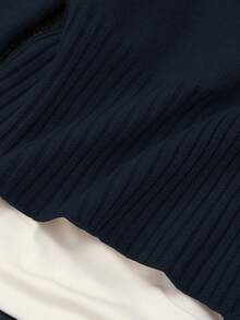 Women's Casual Cute Short Zip-Up Hooded Fitted Knit Cardigan Top, Drawstring Long Sleeve Everyday Commute Versatile Knit Jacket, Autumn/Winter Street Style Y2K - Blue - View 6