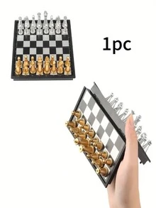 1件迷你磁性棋盤遊戲，小型便攜式折疊棋盤旅行套裝－5英吋磁性棋盤，經典西洋棋、棋盤遊戲與跳棋，口袋旅行尺寸，適合派對與活動策略遊戲，桌面遊戲配件 - 彩色 - 查看 14