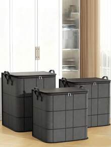 1PC Home Organization Storage Bag, Plush Toy Storage Bag, Clothing Quilt Storage Bag, Drawer Closet Organizer Bag, Upgraded Thickened Fabric, Wider Comfortable Handle, Suitable For Home Storage, Warehouse Storage, Family Gift. Bedroom, Organizer, Home Storage, White T Shirt Women, Black Pants Women, Ladies Winter Clothes, Dress, - Black - View 9